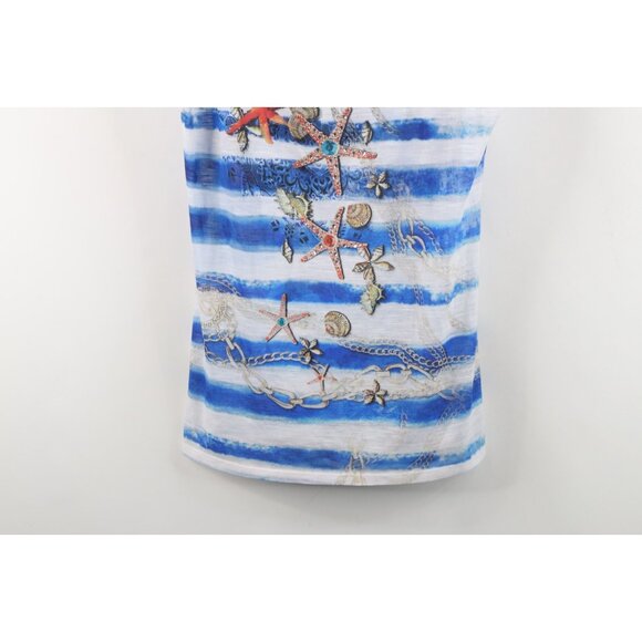 Vintage Y2K Cache Women Large Babydoll Beach Chain All Over Print T-Shirt USA - Picture 3 of 14